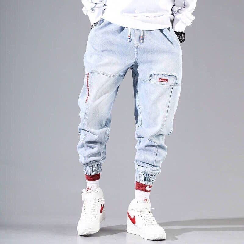 Streetwear Hip Hop Cargo Pants Men&#39;s jeans Cargo Pants Elastic Harun pants Joggers Pants In Autumn and Winter