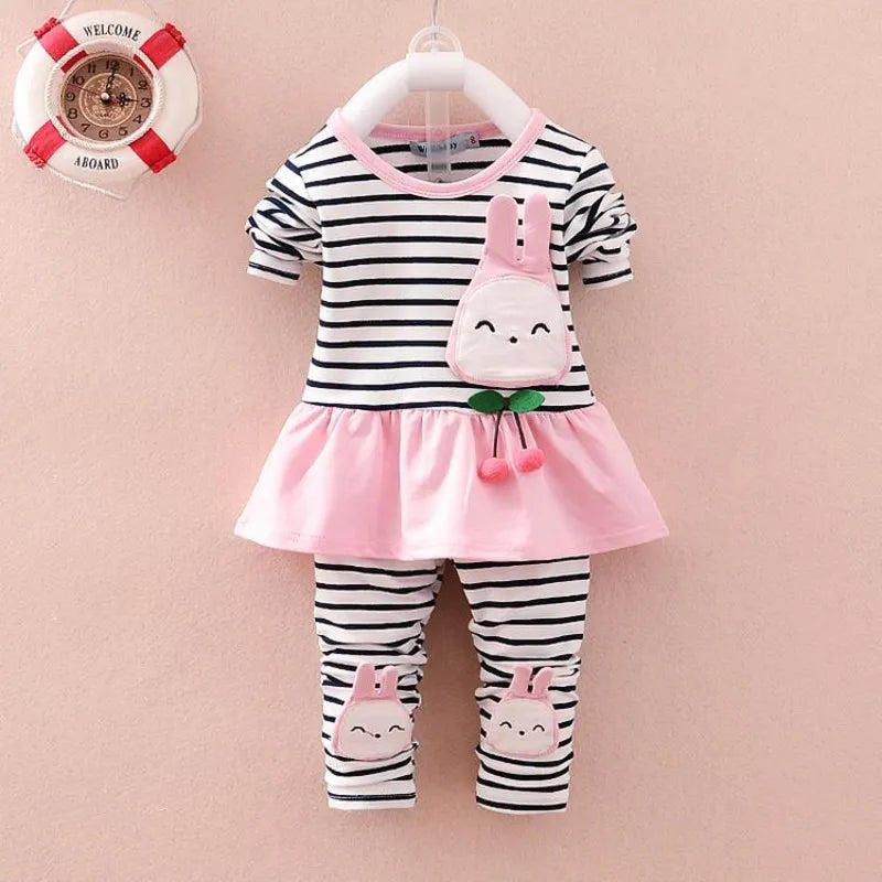 New Spring Autumn Children Cartoon Clothing Set Baby Girls T Shirt Pants 2pcs/sets Toddler Clothes Kids Infant Casual Sportswear