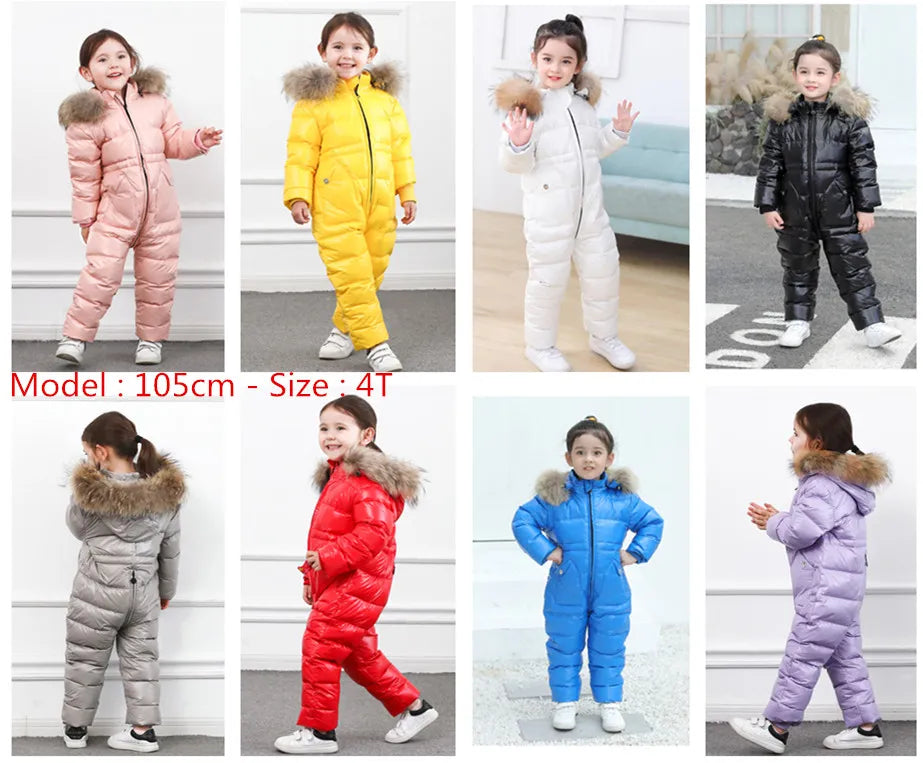 -30 Russian Winter Snowsuit 2023 Boy Baby Jacket 80% Duck Down Outdoor Infant Clothes Girls Climbing For Boys Kids Jumpsuit 2~5y