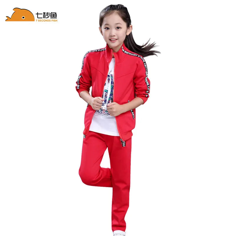 Child Tracksuit 2023 Girls Jogging Sets 4-15 Outfits 2 Piece  Sportwear Spring Children's Clothing Training Suit