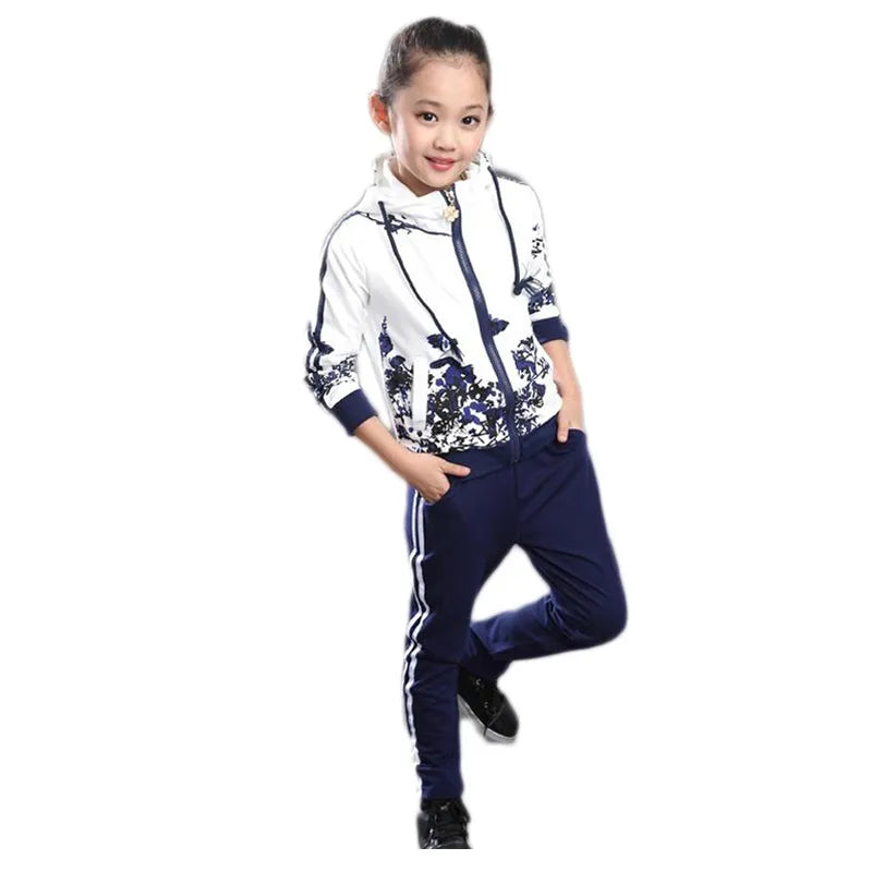 Clothing Set Girls Clothes Jacket Floral Zipper Kids Hoodies Pants Kids Tracksuit For Girls Clothing Sets Sport Suit 2022 Spring