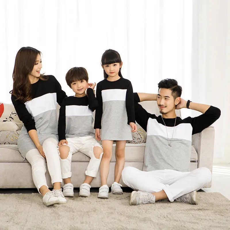 Family Look Mother Daughter Dress 2021 Family Clothing Father Son T-Shirt Cotton Patchwork Striped Family Matching Outfits