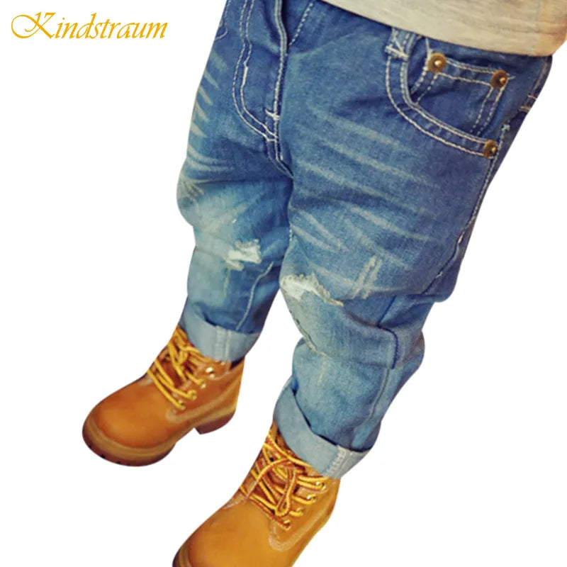 Kindstraum 2020 Baby Jeans Girls Boys Fashion Ripped Jeans 2 color Washed Casual Trousers Children Kids Cotton Denim Pants,MC448