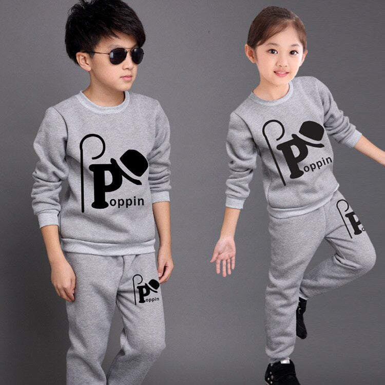 Children's Suits Spring Autumn Wear Boys and Girls Long Sleeved Tops + Trousers Kids 2 Suits Big Children Sport Sets 3-12 Ages