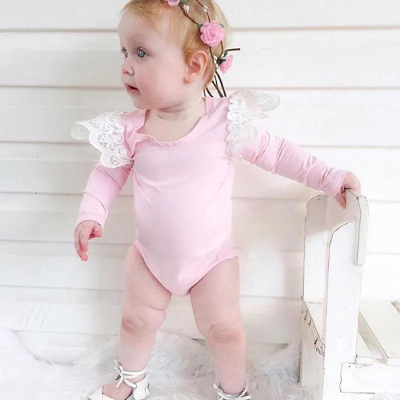 2022 Bodysuit Baby New Lace Black Pink White Body Baby Girl Bodysuits Long Sleeve Jumpsuit Overalls For Children Infant Clothing