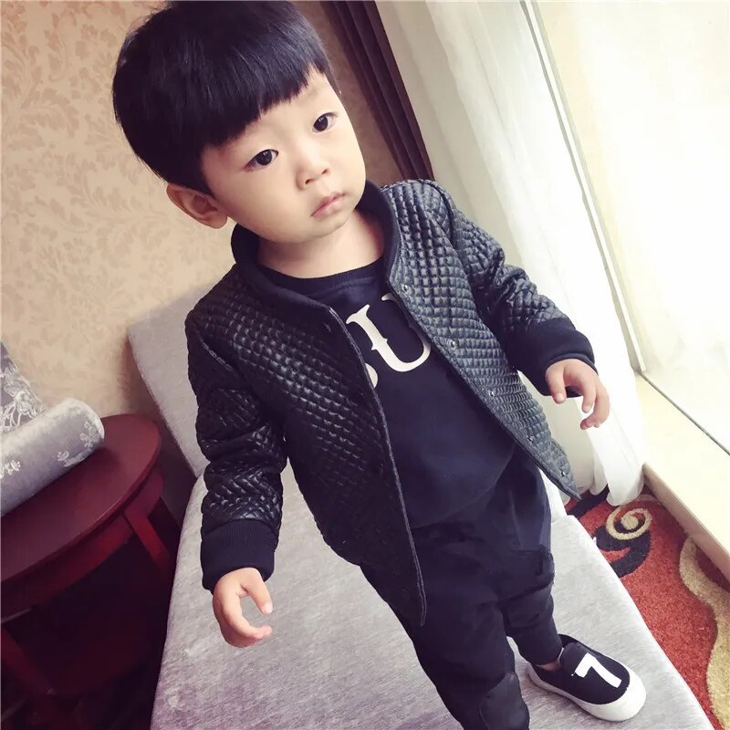 Baby Boy Coat Kids Autumn Winter Clothes Children Jacket Outerwear PU Leather black toddlers