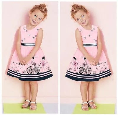 New Kids Baby Girls Summer Beauty Anime Dress Cartoon Love Dress 2-7Y