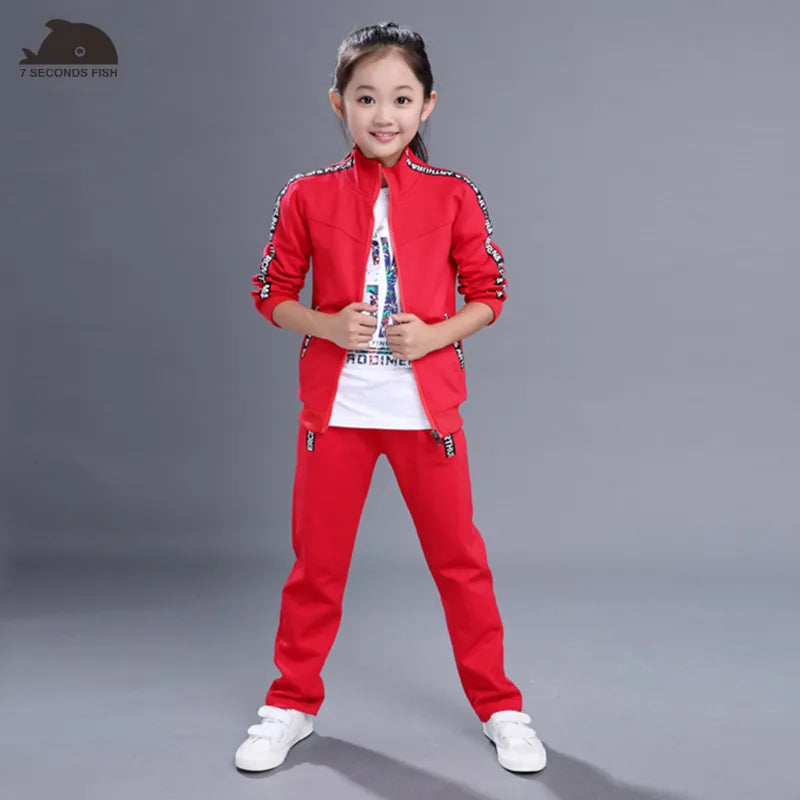 Child Tracksuit 2023 Girls Jogging Sets 4-15 Outfits 2 Piece  Sportwear Spring Children's Clothing Training Suit