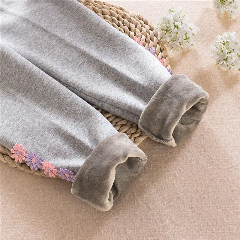 Girls Leggings Kids Autumn Winter Girls Clothing Cotton Warm Children Leggings Elastic Waist Flower Girls Skinny Pants DQ722