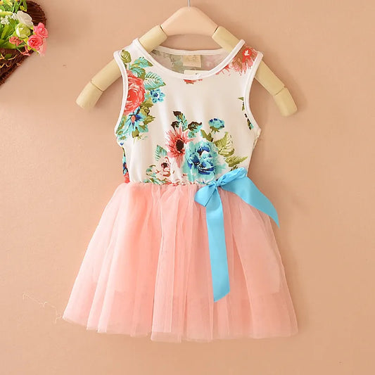 Retail Girl's Summer Fasion Girls Dresses Floral Vest Children's Dresses Baby Kids Vestidos toddler Girl Dress