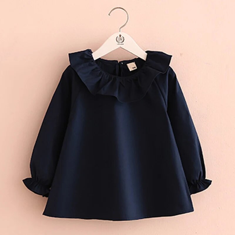 Toddler Girl Shirts 2020 Spring Fashion White Purple Blue Color Baby Girls Blouses Cute Long Sleeve Ruffle Tops Kids Clothes