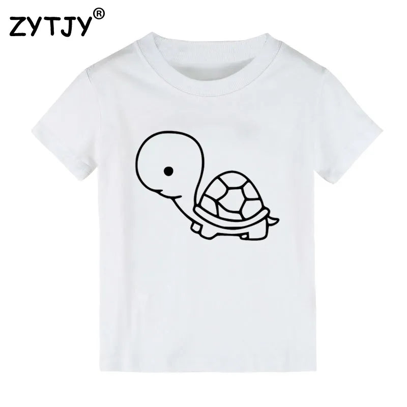 Baby Turtle Print Kids tshirt Boy Girl t shirt For Children Toddler Clothes Funny Top Tees Drop Ship Y-58