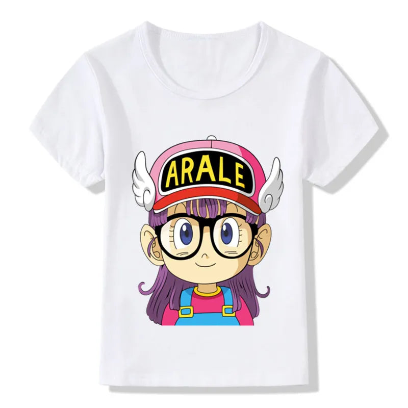 Children Anime Arale Design Funny T shirt Kids Baby Cute Clothes Boys Girls Summer Casual Tops T-shirt,HKP5110