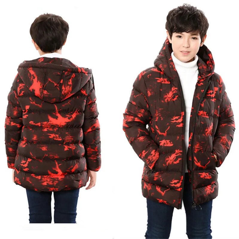 Boy Teens Winter Coat Padded Jacket Outerwear For 8-17T Fashion Hooded Thick Warm Children Parkas Overcoat High Quality 2021 New