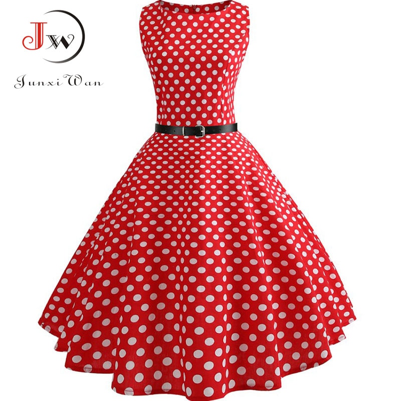 Summer Womens Dresses  Casual Floral Retro Vintage 50s 60s Robe Rockabilly Swing Pinup Vestidos Valentines Day Party Dress