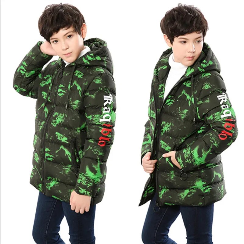 Boy Teens Winter Coat Padded Jacket Outerwear For 8-17T Fashion Hooded Thick Warm Children Parkas Overcoat High Quality 2021 New