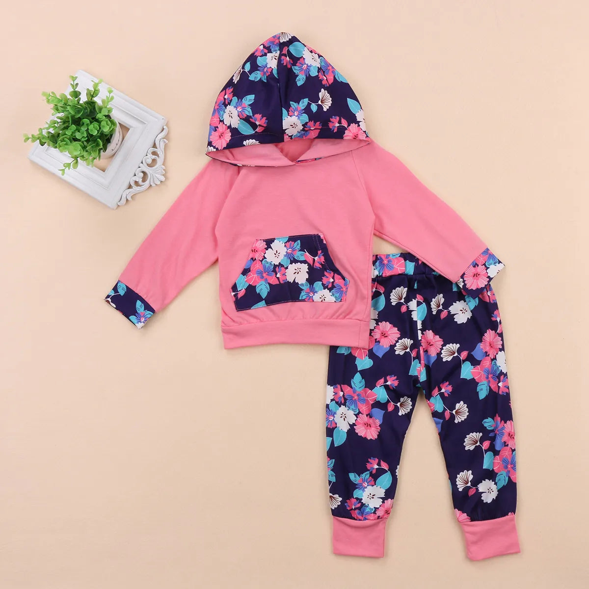 Autumn Winter  Newborn Infant Baby Boy Girls Clothes Long Sleeve  Hooded T-shirt Tops+Pants Outfits