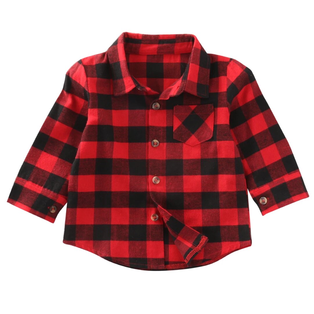 Citgeett Fashion classic Autumn Baby Kids Boys Girls Long Sleeve Shirt Plaids Checks Tops Blouse Clothes Outfit