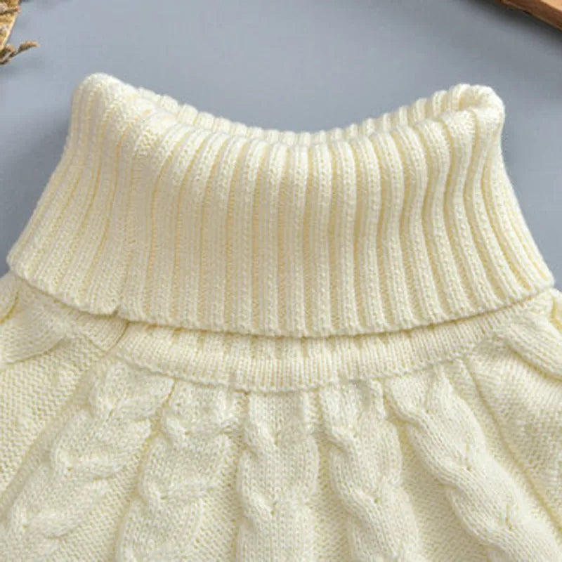 New Baby Girls Sweaters Children Cotton Cape Sweater Coats Knitted Turtleneck Cloak Pullover Girls Christmas Clothes DQ730