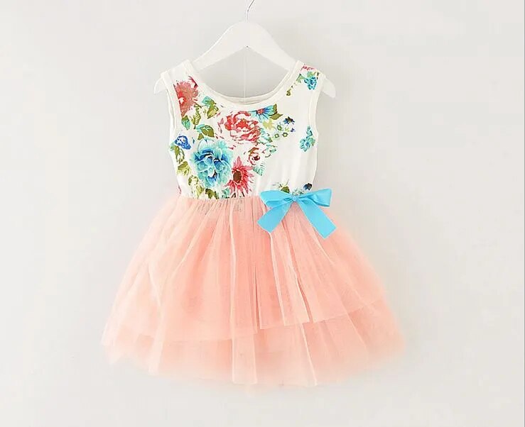 Girl Dress Summer 2017 New Floral Baby Girl Dress Princess Dress  Infant Dresses Kids Clothing With Bow children girl clothes