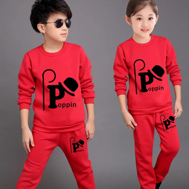 Children's Suits Spring Autumn Wear Boys and Girls Long Sleeved Tops + Trousers Kids 2 Suits Big Children Sport Sets 3-12 Ages