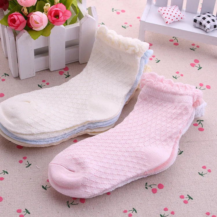 5 pairs / lot 2017 new Spring / Summer Cotton Lace cute children socks 1-12 year girls socks for girls