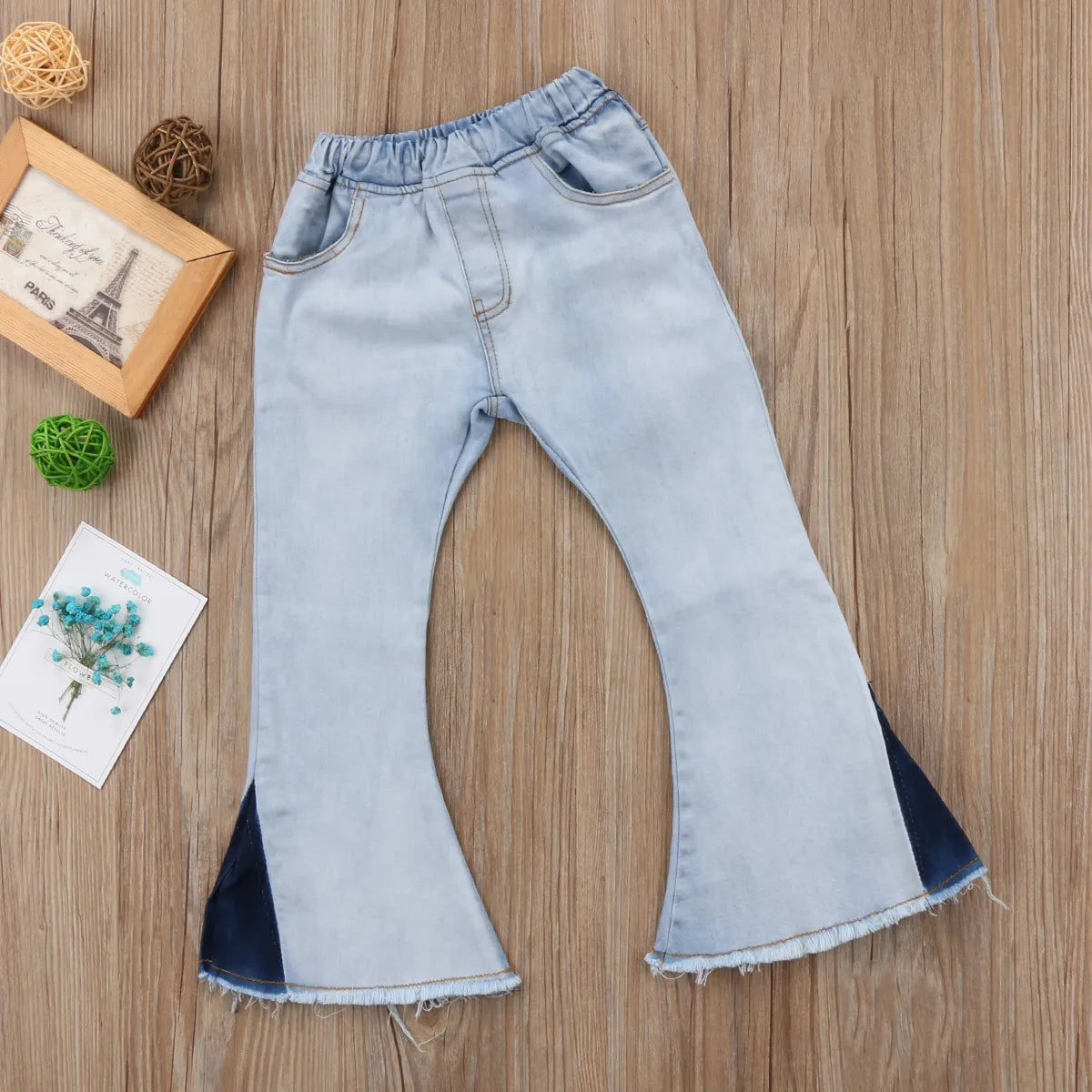 Citgeett Fashion Toddler Kids Baby Girls Bell-Bottoms Flare Pants Denim Wide Leg Jeans Trousers Cute Pant