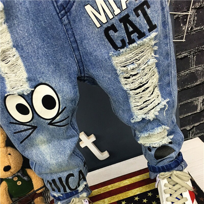 Baby Boys Girls Jeans Cartoon Cat and Mouse 2-7yrs Boys Jeans Brand Children Clothing Kids Jeans Children Casual Pants