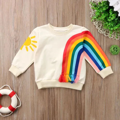 Baby Girl Kid Rainbow T-Shirt Tops Clothes Long Sleeve Sweater Sweatshirt T-Shirts