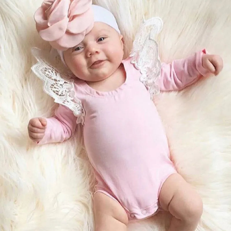 2022 Bodysuit Baby New Lace Black Pink White Body Baby Girl Bodysuits Long Sleeve Jumpsuit Overalls For Children Infant Clothing