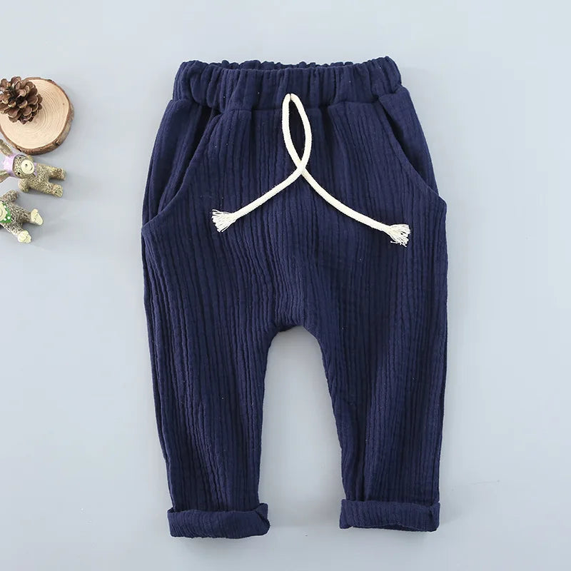 Girls trousers Kids Clothing children pants for baby boys harem pants blue khaqi grey yellow black solid linen soft