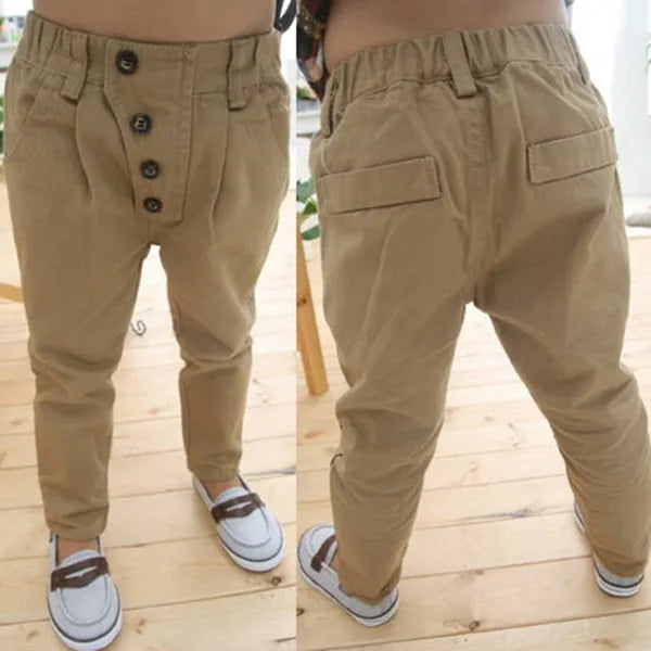 Kids Children Baby Boys Pants Retro Khaki Casual Straight Trousers 2-7Y New