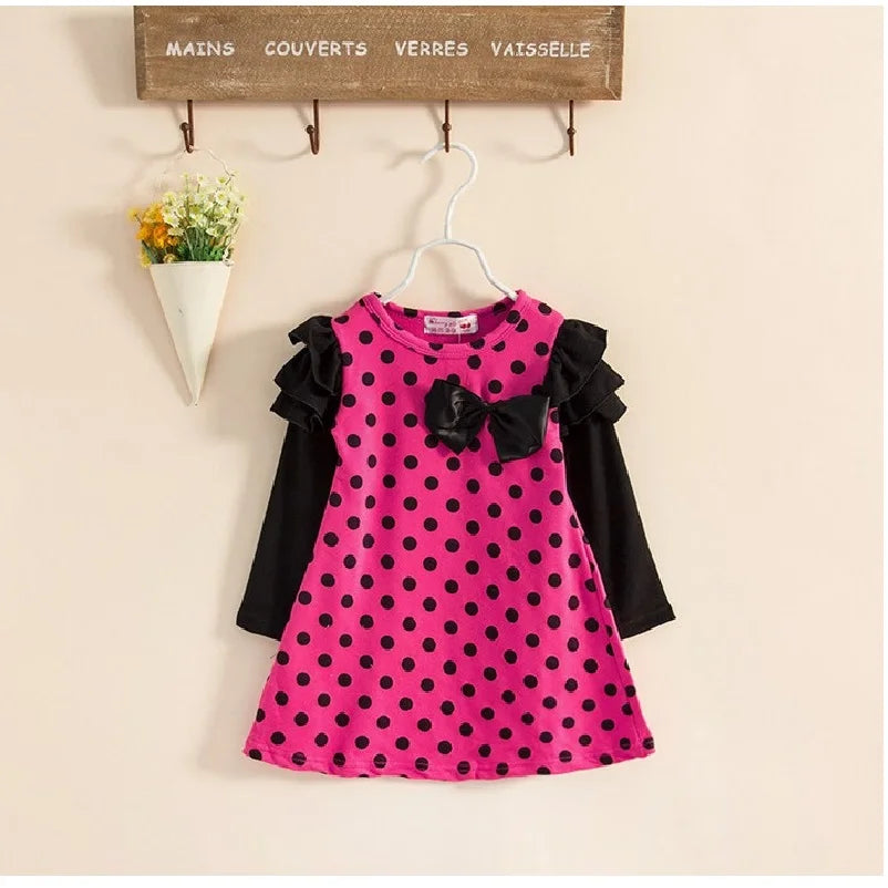 Polka Dot Girls Dresses Long Sleeve kids Blouse Children girl clothing princess Baby Girl Clothes Blouse