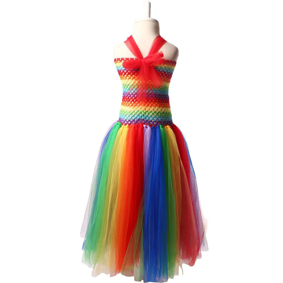 Keenomommy Girls Couture Rainbow Tutu Dress Kids Halloween Circus Clown Tutu Dress Photo Props Birthday Costume TS079