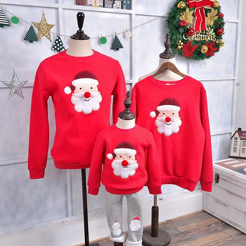 Family Clothes 2021 Winter Sweater Christmas Santa Claus Children Clothing Kid shirt Polar Fleece Warm Family Matching Outfits