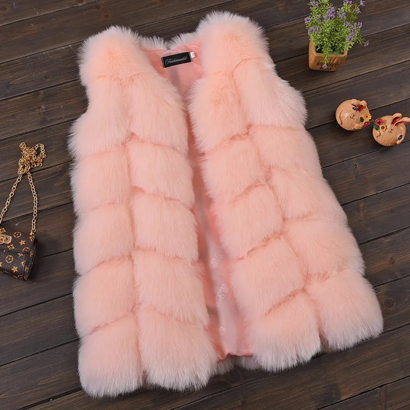 Baby Fur Vest Girls Waistcoats Thick Warm Children Sleeveless Jacket Winter Kids Faux Fur Coat Outwear TZ223