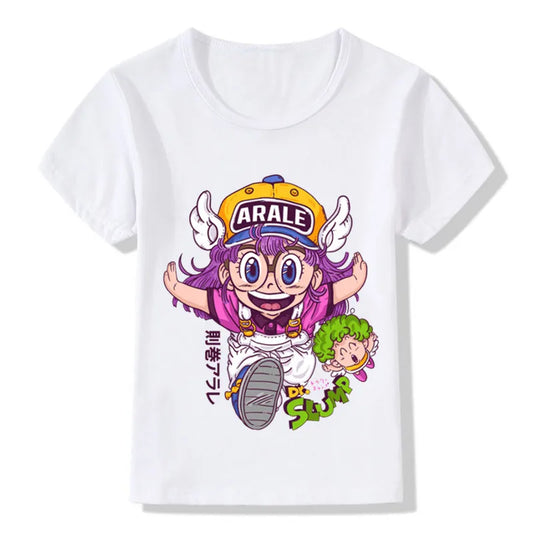 Children Anime Arale Design Funny T shirt Kids Baby Cute Clothes Boys Girls Summer Casual Tops T-shirt,HKP5110