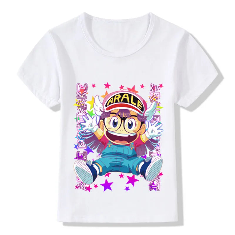 Children Anime Arale Design Funny T shirt Kids Baby Cute Clothes Boys Girls Summer Casual Tops T-shirt,HKP5110