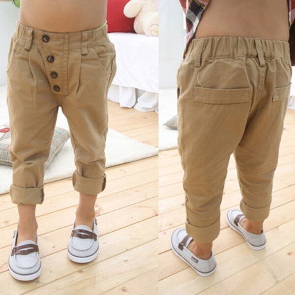 Kids Children Baby Boys Pants Retro Khaki Casual Straight Trousers 2-7Y New