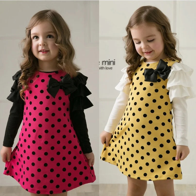 Polka Dot Girls Dresses Long Sleeve kids Blouse Children girl clothing princess Baby Girl Clothes Blouse