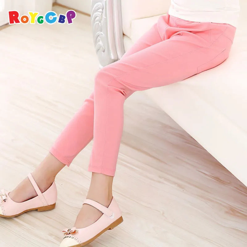 High Quality Spring Summer Fashion Children Kids Candy Color Pencil Girls Pants