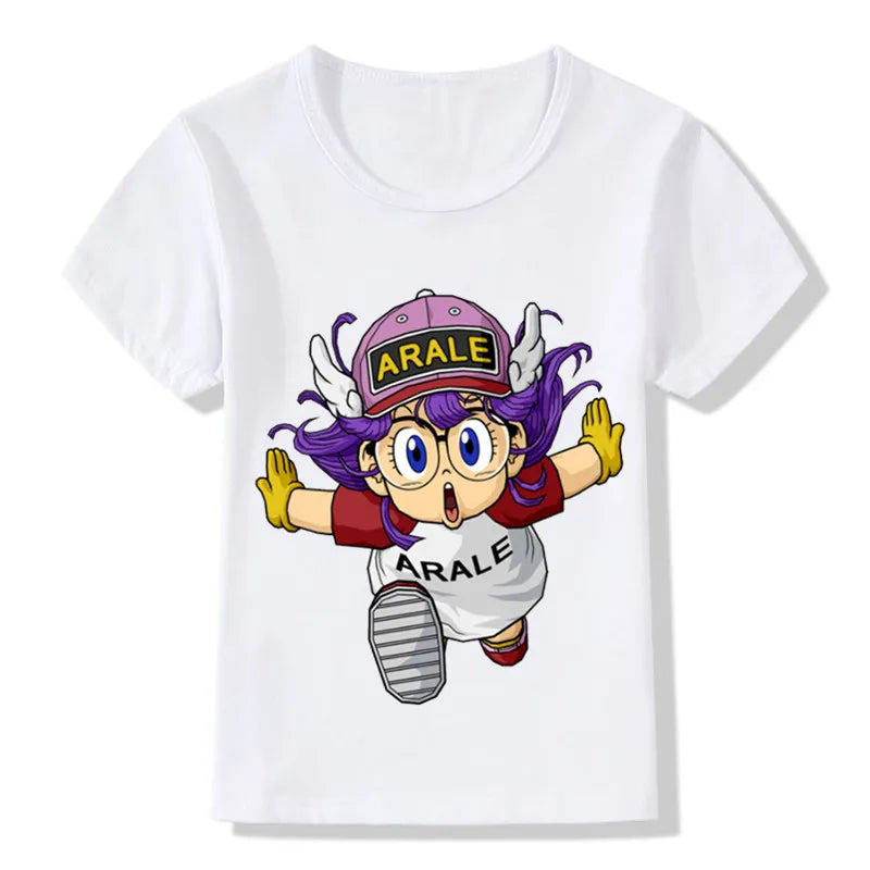 Children Anime Arale Design Funny T shirt Kids Baby Cute Clothes Boys Girls Summer Casual Tops T-shirt,HKP5110