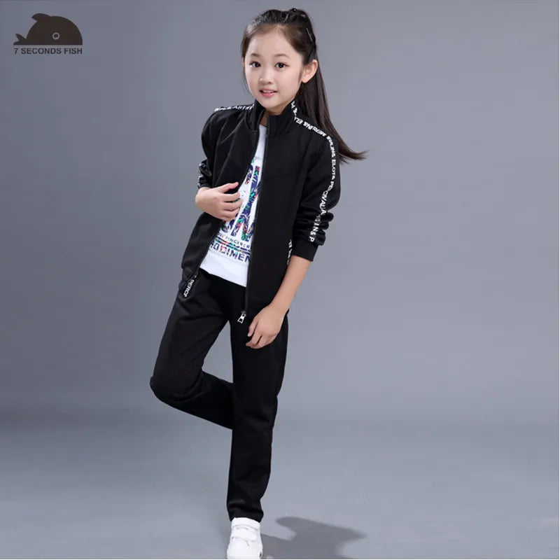 Child Tracksuit 2023 Girls Jogging Sets 4-15 Outfits 2 Piece  Sportwear Spring Children's Clothing Training Suit