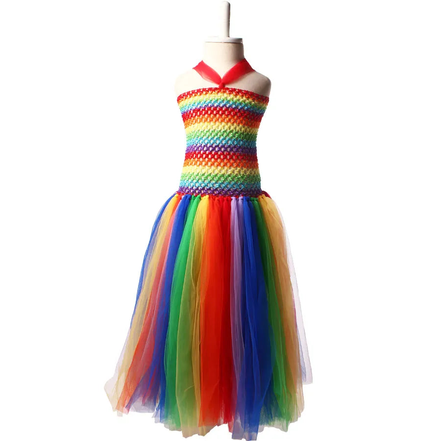 Keenomommy Girls Couture Rainbow Tutu Dress Kids Halloween Circus Clown Tutu Dress Photo Props Birthday Costume TS079