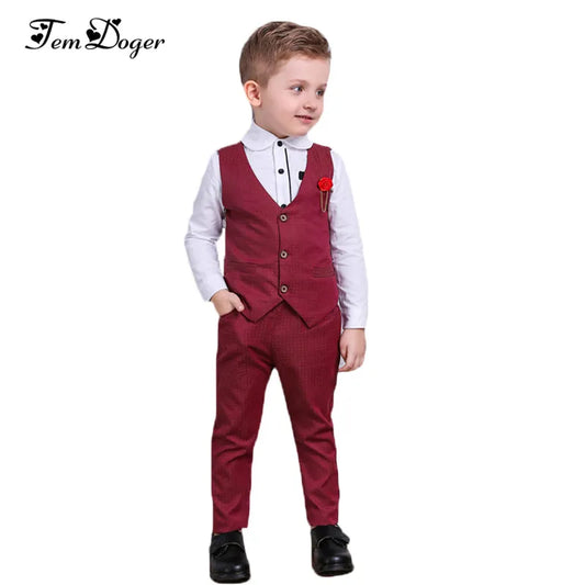 2017 Spring Autumn Children Clothing Sets Kids Clothes Suits Boys Gentleman Fashion Wedding Formal Clothes Sets Vest Shirt Pant