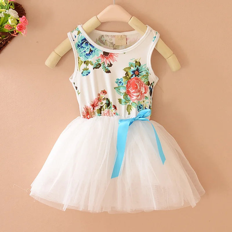 Retail Girl's Summer Fasion Girls Dresses Floral Vest Children's Dresses Baby Kids Vestidos toddler Girl Dress