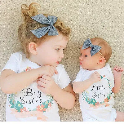 sisters cotton baby clothes kids girl china Little Big Sister match clothes jumpsuit romper outfits t shirt for newborn girls