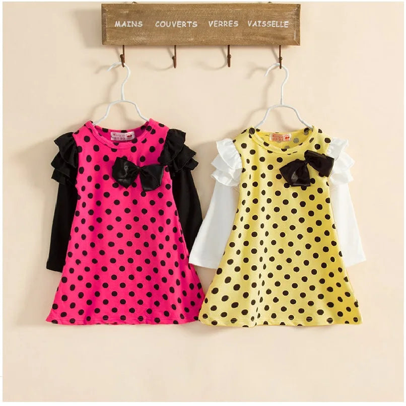 Polka Dot Girls Dresses Long Sleeve kids Blouse Children girl clothing princess Baby Girl Clothes Blouse