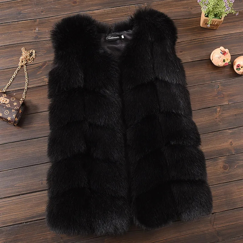 Baby Fur Vest Girls Waistcoats Thick Warm Children Sleeveless Jacket Winter Kids Faux Fur Coat Outwear TZ223