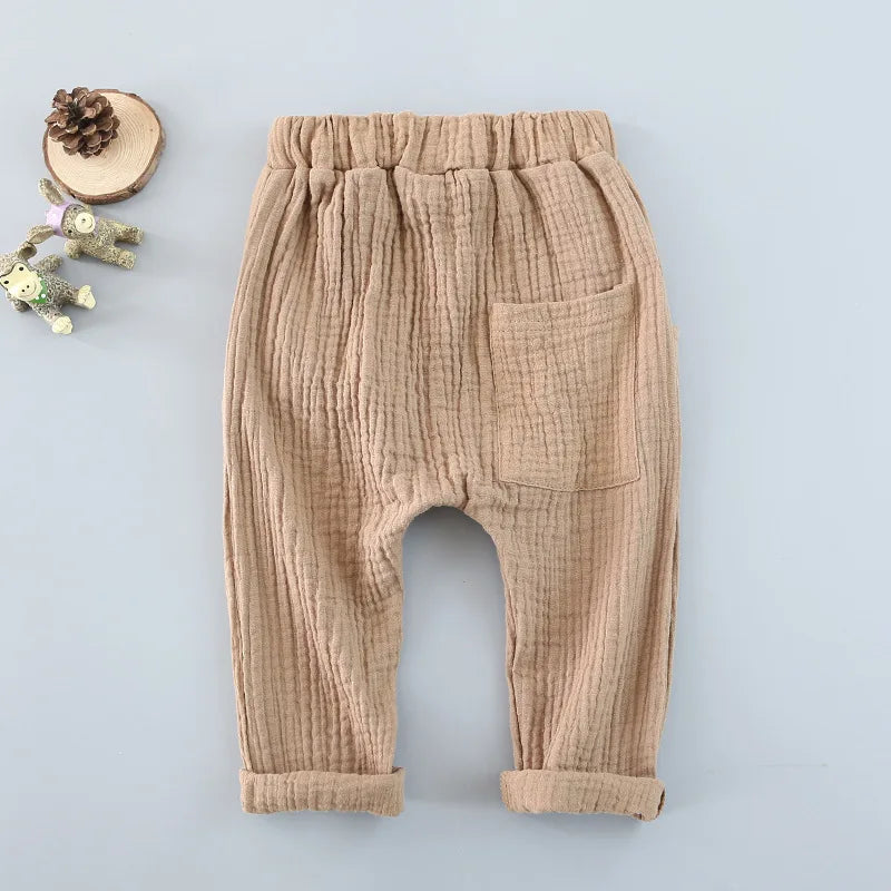 Girls trousers Kids Clothing children pants for baby boys harem pants blue khaqi grey yellow black solid linen soft